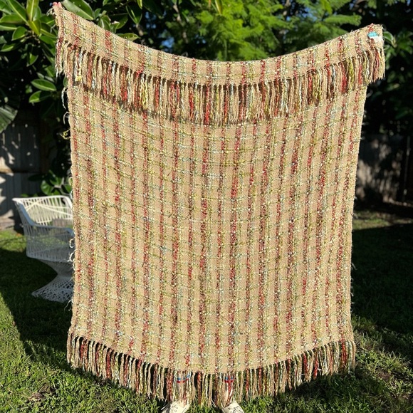 Target @Home Neutral Woven Throw – Boho Farmhouse Fringe Blanket Cottagecore - Picture 4 of 6
